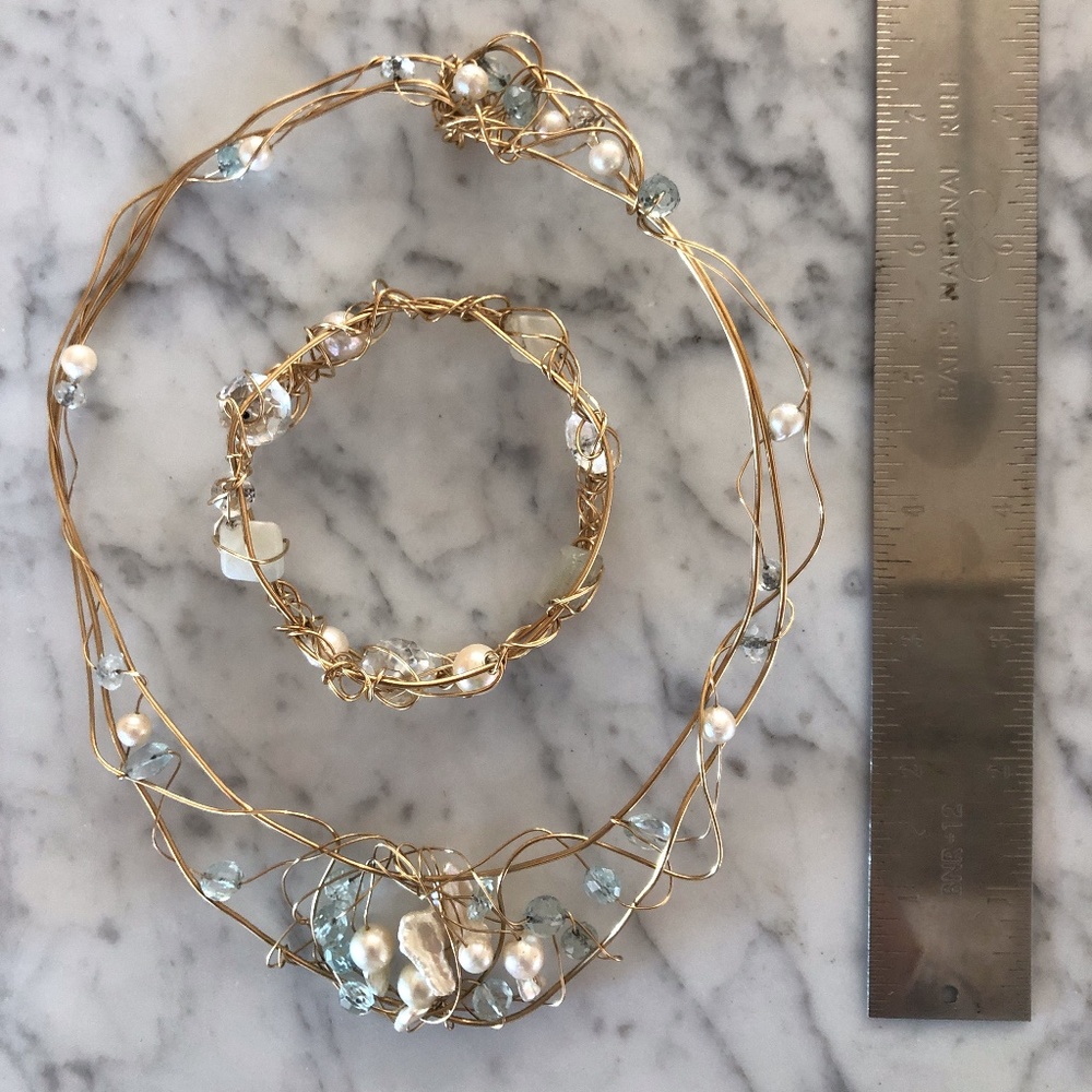 Kazuko Oshima Necklace with Fresh Water Pearls & Semi-Precious Stones - Picture 2 of 5